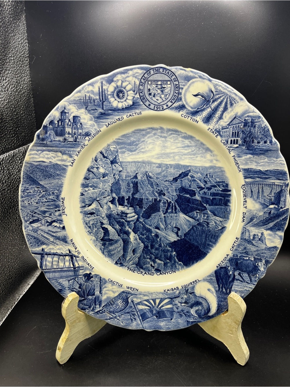 Vintage Johnson Brothers Arizona State Plate Grand Canyon Diamonds Transferware
